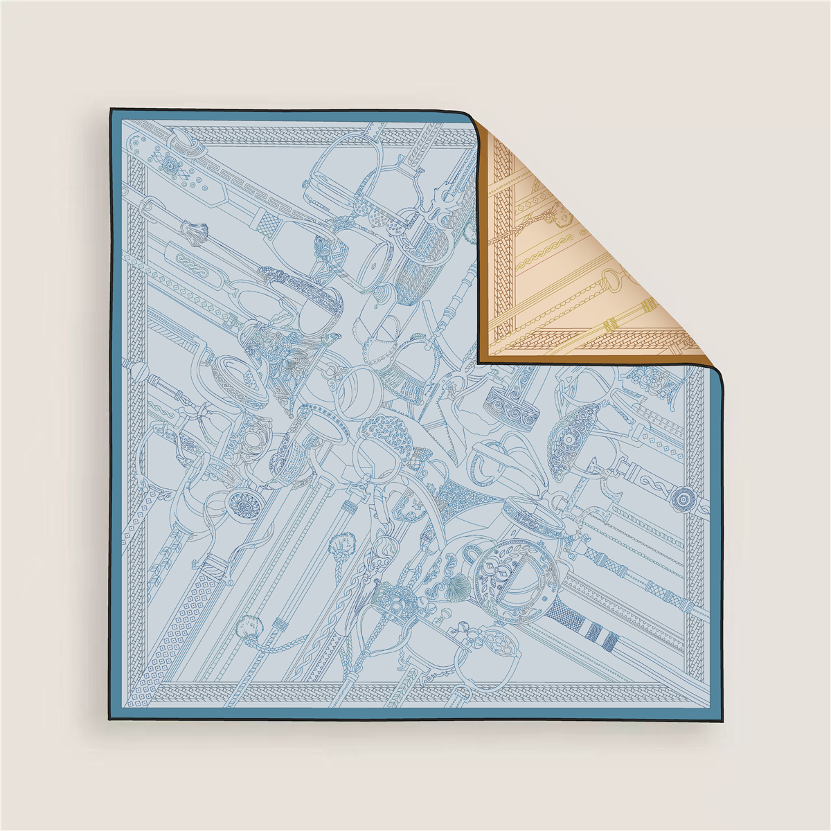 Silk Neck Scarf - Two Sided Print Twill Scarf Women