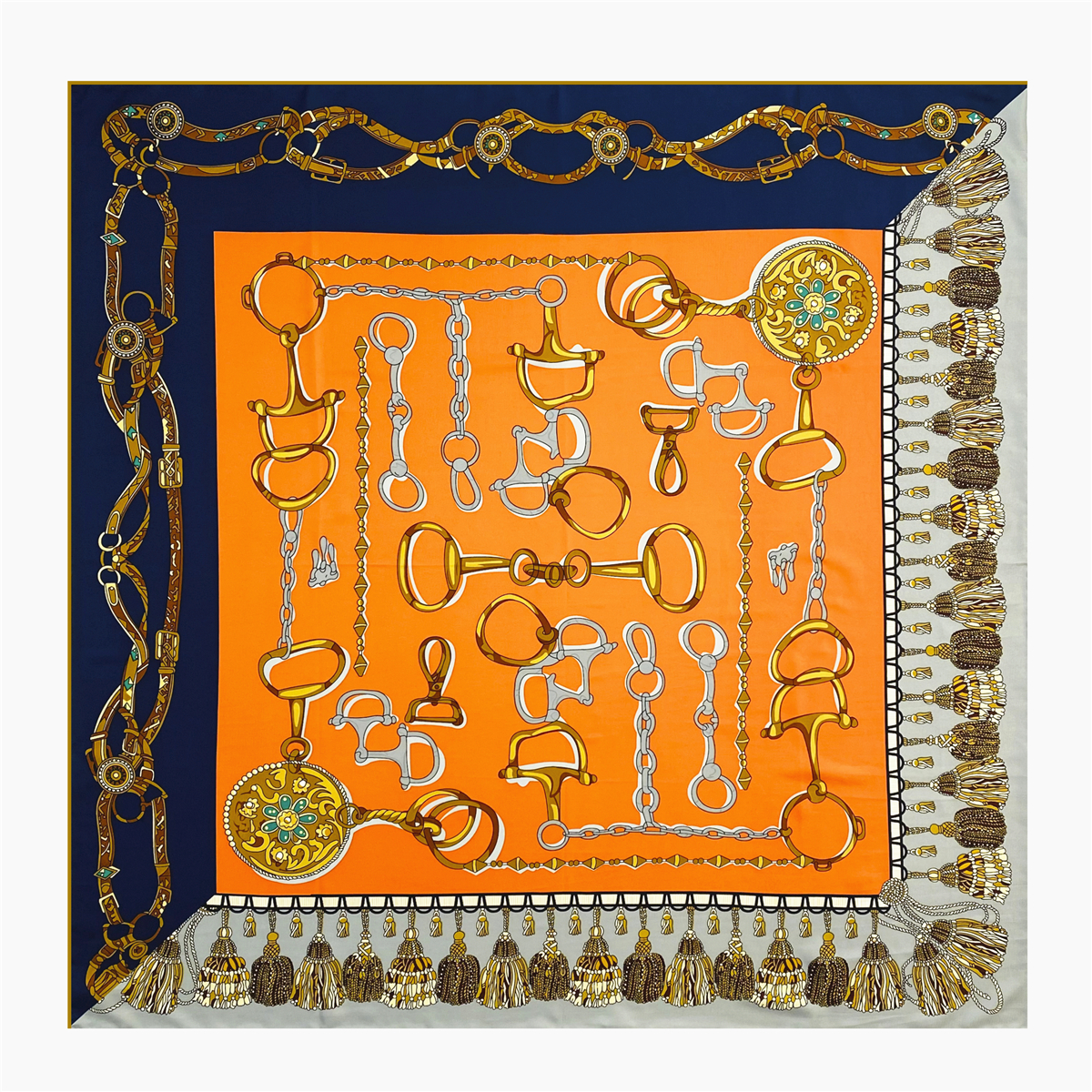 Face Scarf Mask - 90cm Luxury Rope Tassels Twill 100%