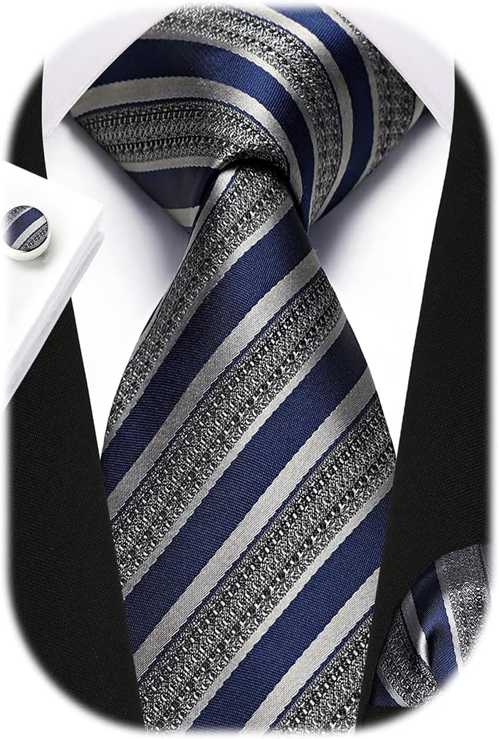 Handkerchief Cotton Men - Men's Stripe Tie & Pocket Square