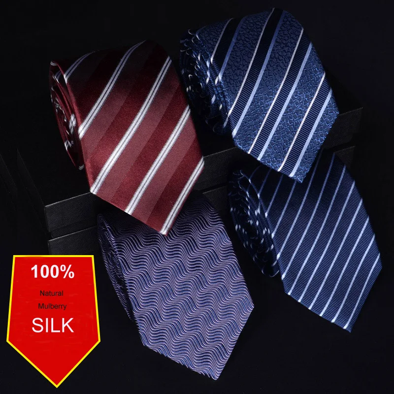 Silk Tie Striped - 100% Silk Men's Tie Dress Business