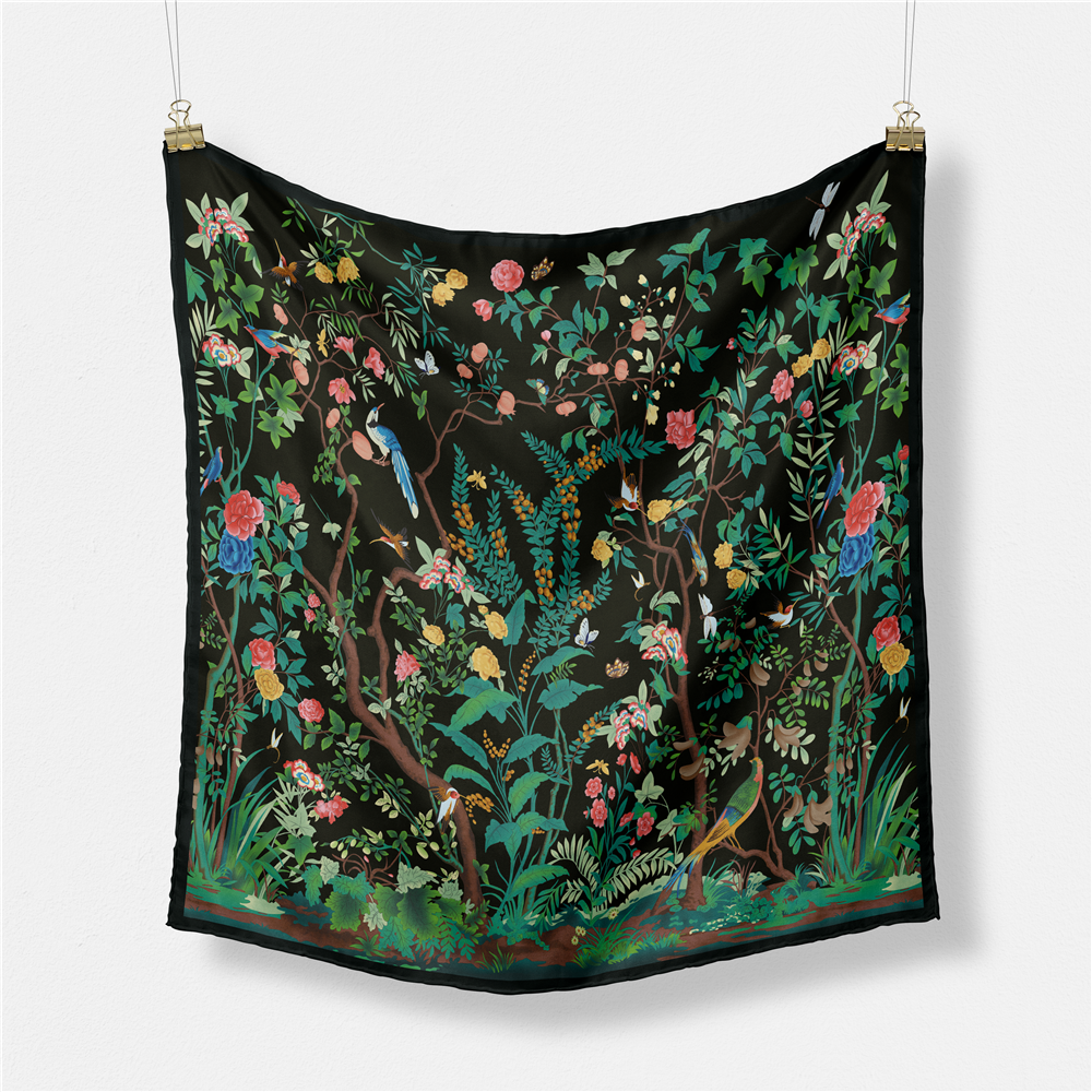 Silk Neck Scarf - 53cm Brand Square Scarf Woman 2024