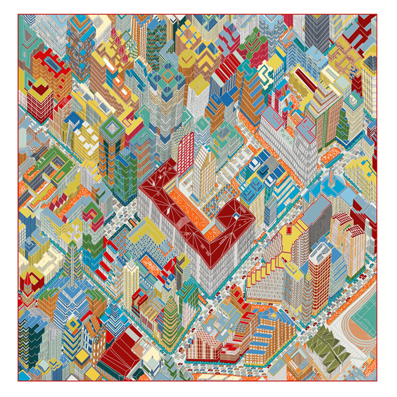 Face Scarf Mask - Silk Scarf Women Magic City Print