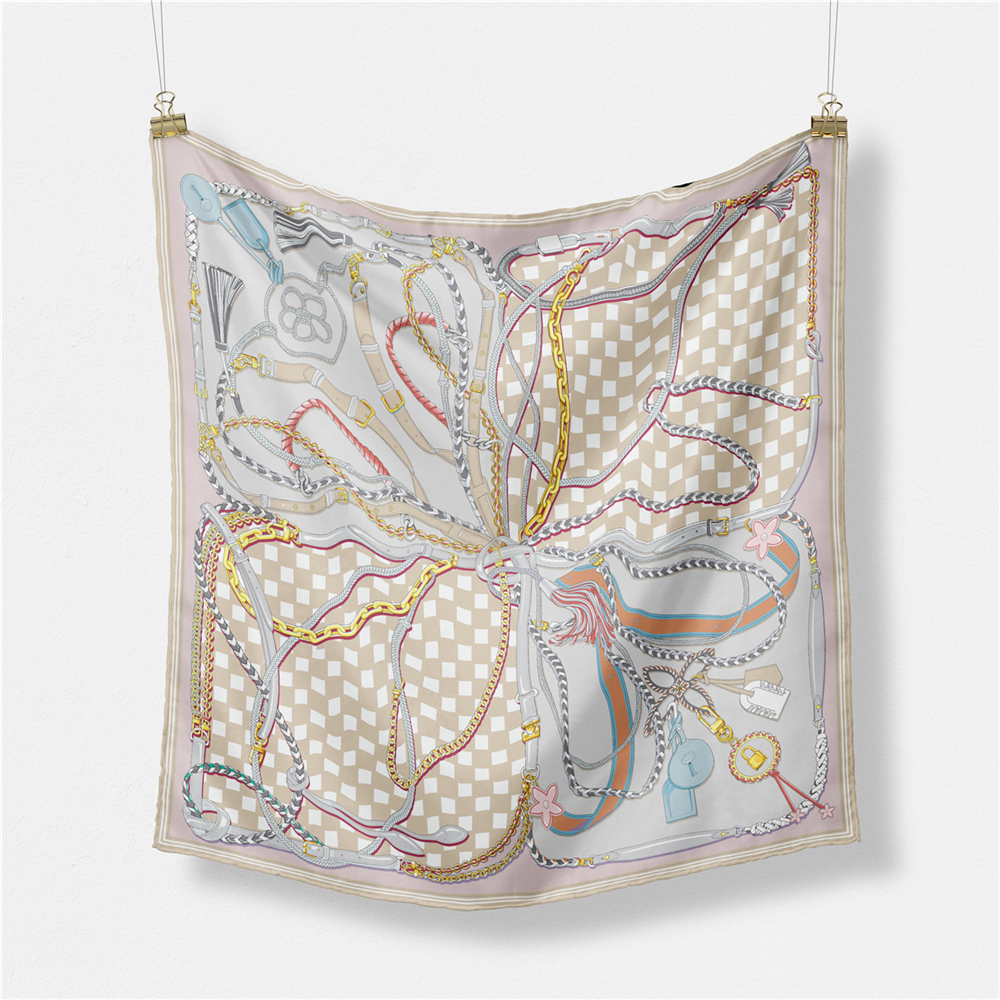 Face Scarf Mask - Twill Silk Scarf Woman Digital Printing