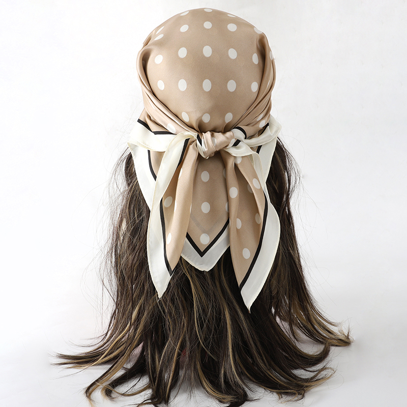 Head Wrap Turban - 70x70cm Polka Dot Square Scarf for