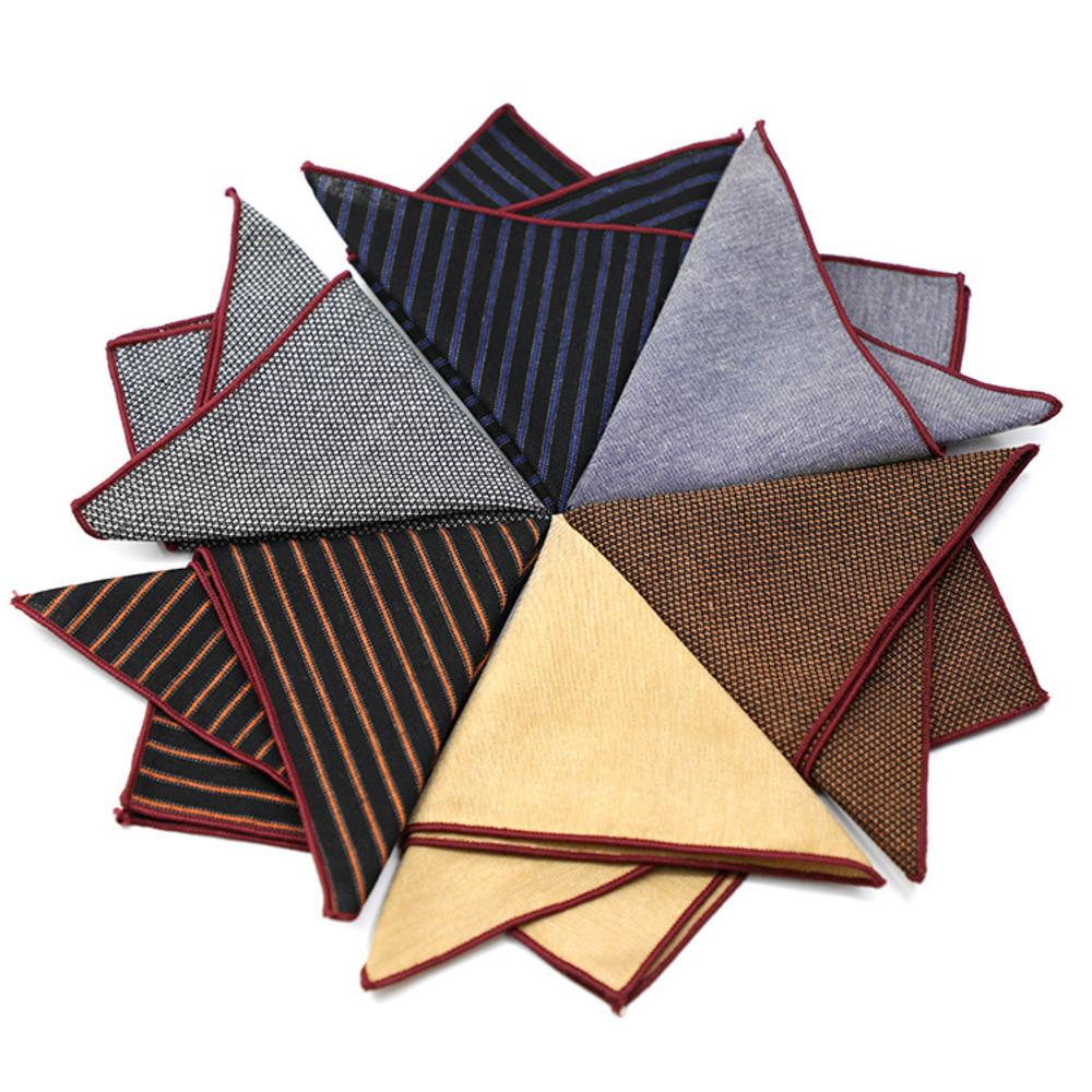 Solid Striped Brown Pocket Squ - Handkerchief Cotton Men 리뷰 및 가격