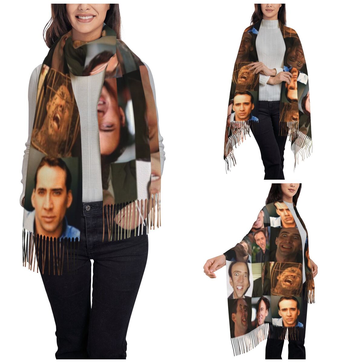Nicolas Cage Funny Face Meme S - Pashmina Wrap Large 리뷰 및 가격