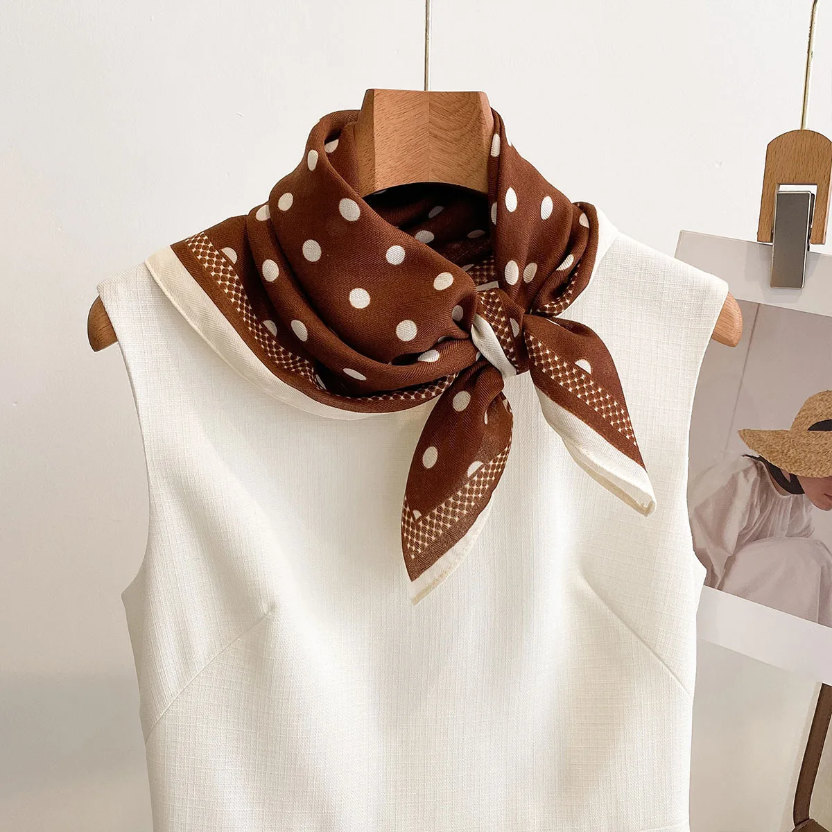 Luxury Polka Dot Printed Squar - Scarf Silk Square 리뷰 및 가격