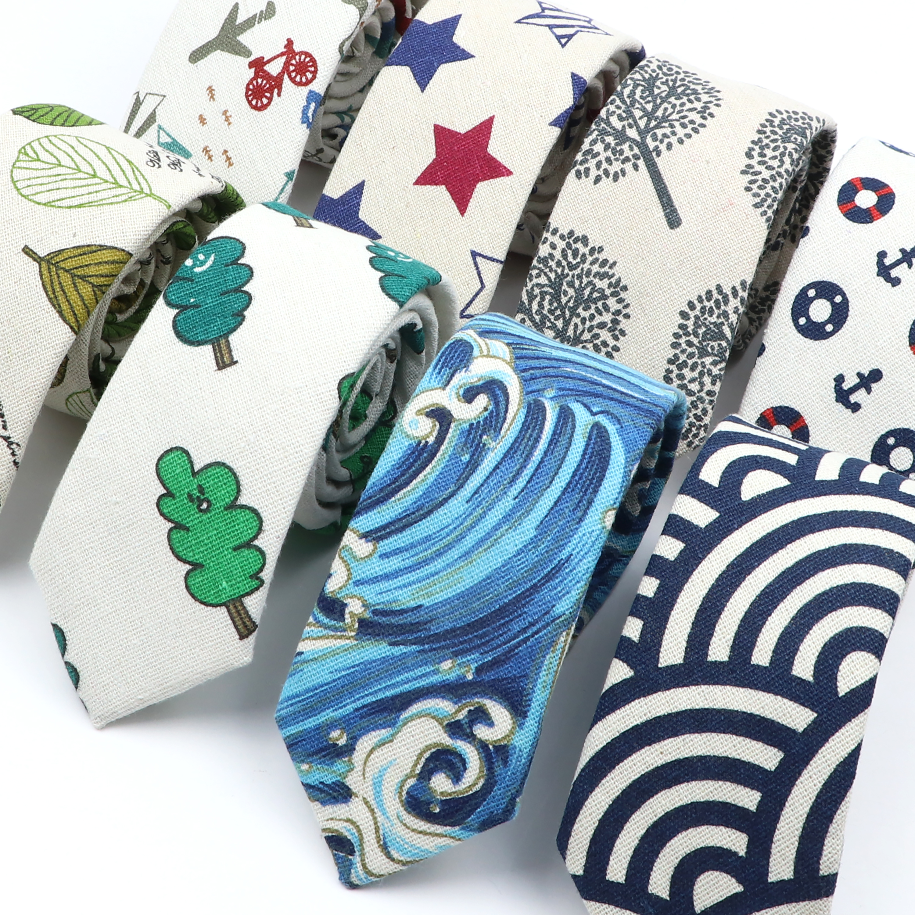 Novelty Cartoon Linen Tie For  - Skinny Tie Men 리뷰 및 가격