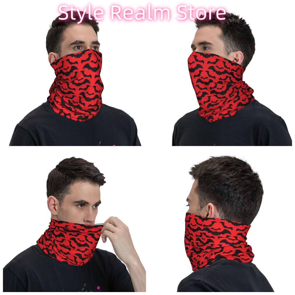 Gothic Witch Bats Pattern Band - Neck Warmer Tube 리뷰 및 가격