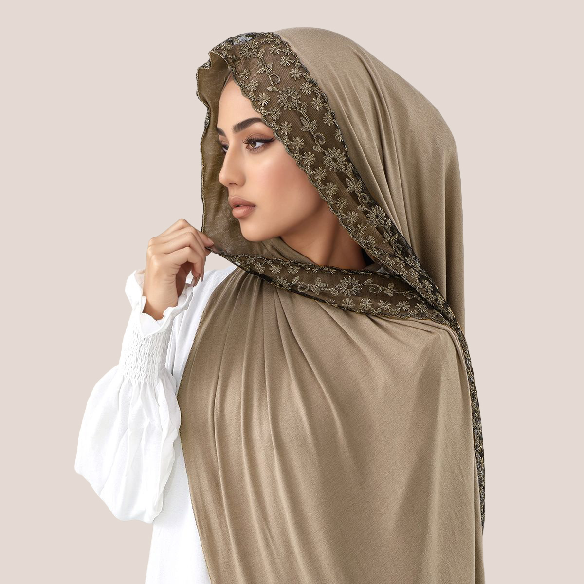 Lace Embroidery Cotton Jersey  - Head Wrap Turban 리뷰 및 가격