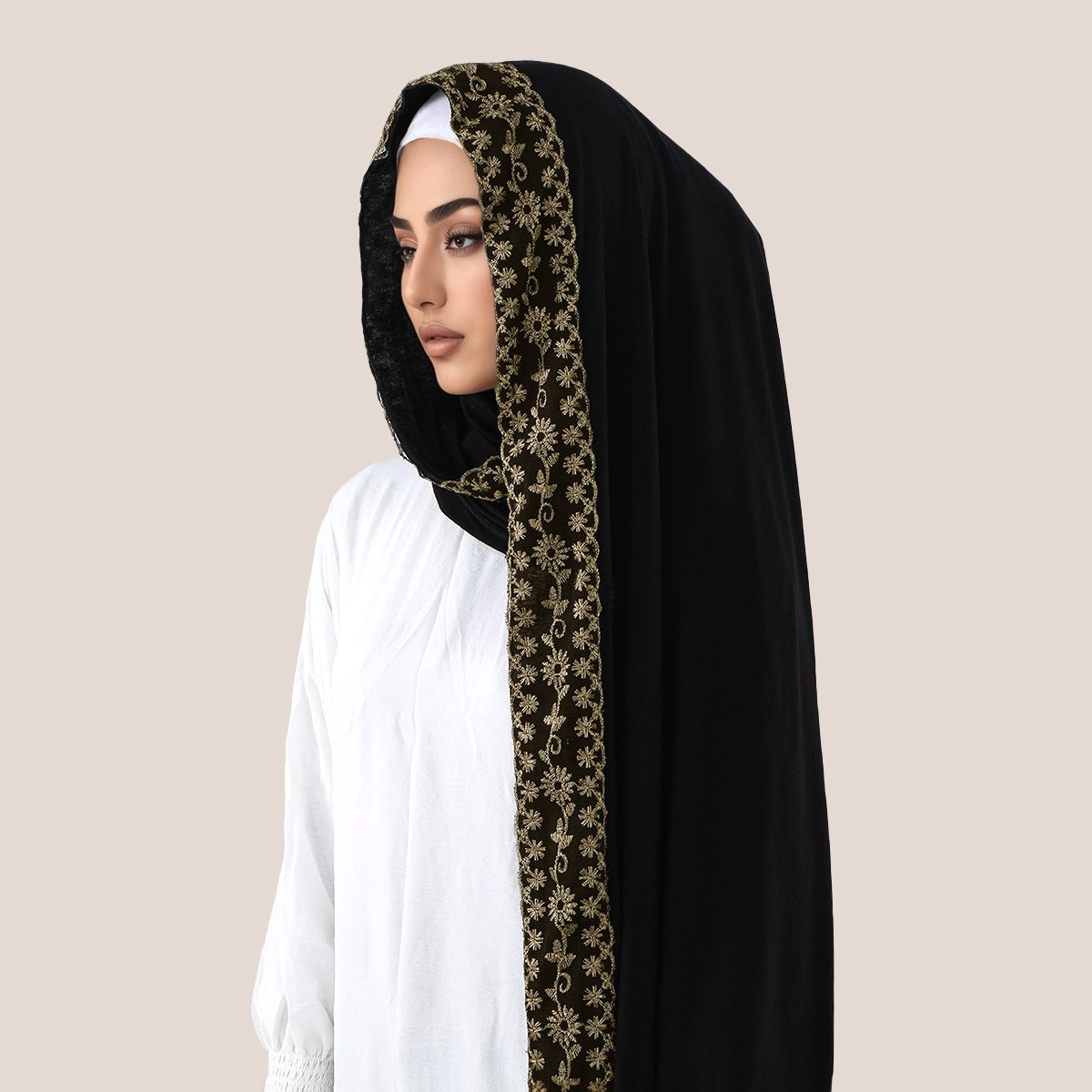 Lace Embroidery Cotton Jersey  - Head Wrap Turban 리뷰 및 가격