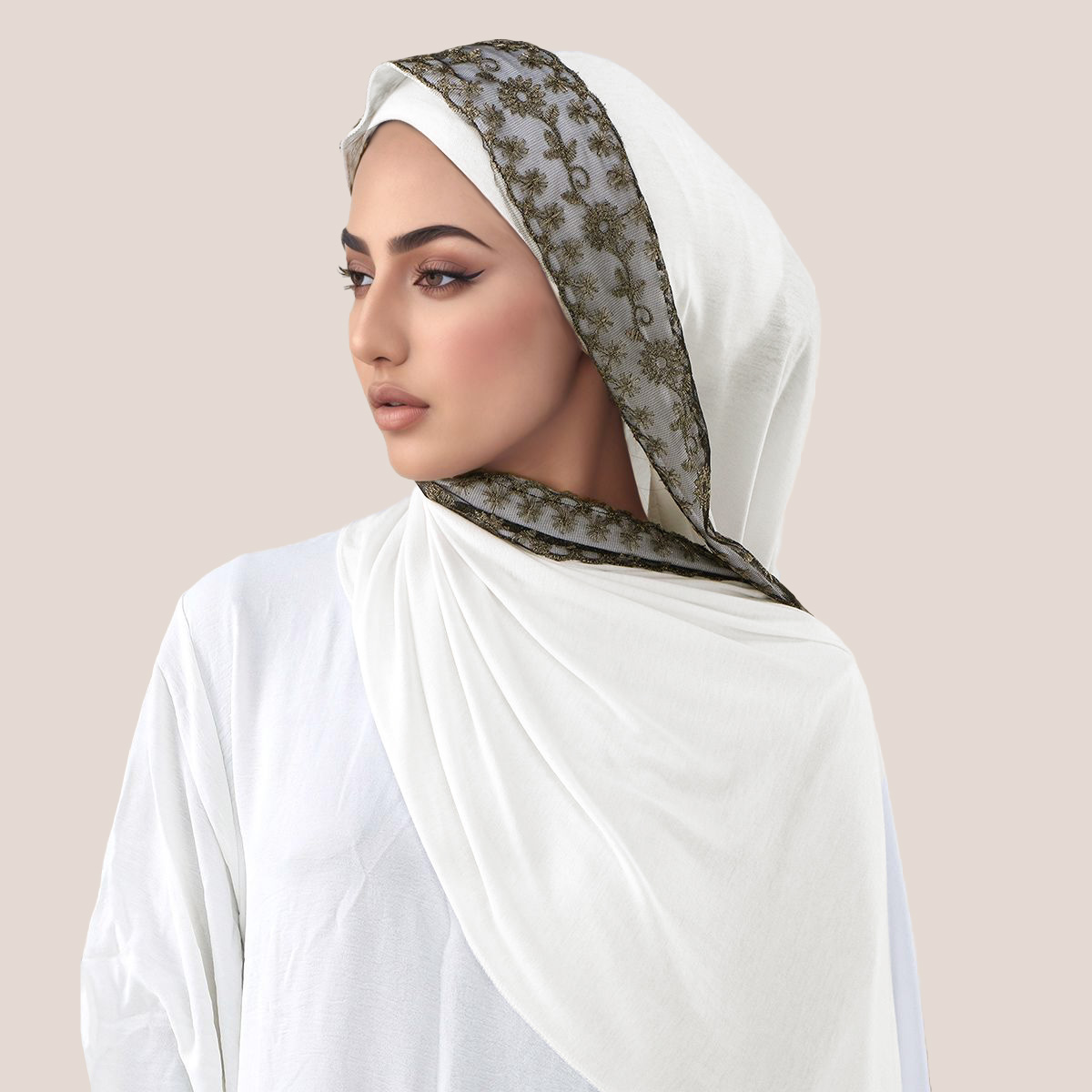 Lace Embroidery Cotton Jersey  - Head Wrap Turban 리뷰 및 가격