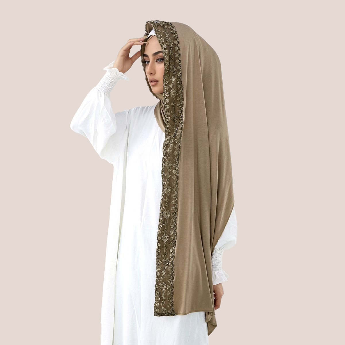 Lace Embroidery Cotton Jersey  - Head Wrap Turban 리뷰 및 가격