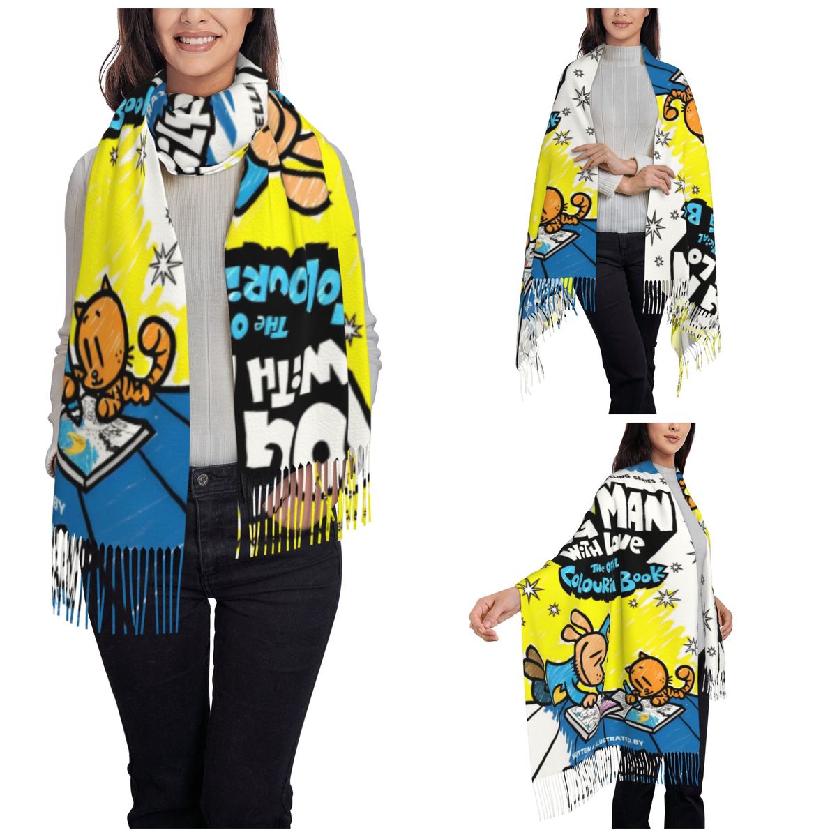 Womens Tassel Scarf Dog Man Do - Pashmina Wrap Large 리뷰 및 가격