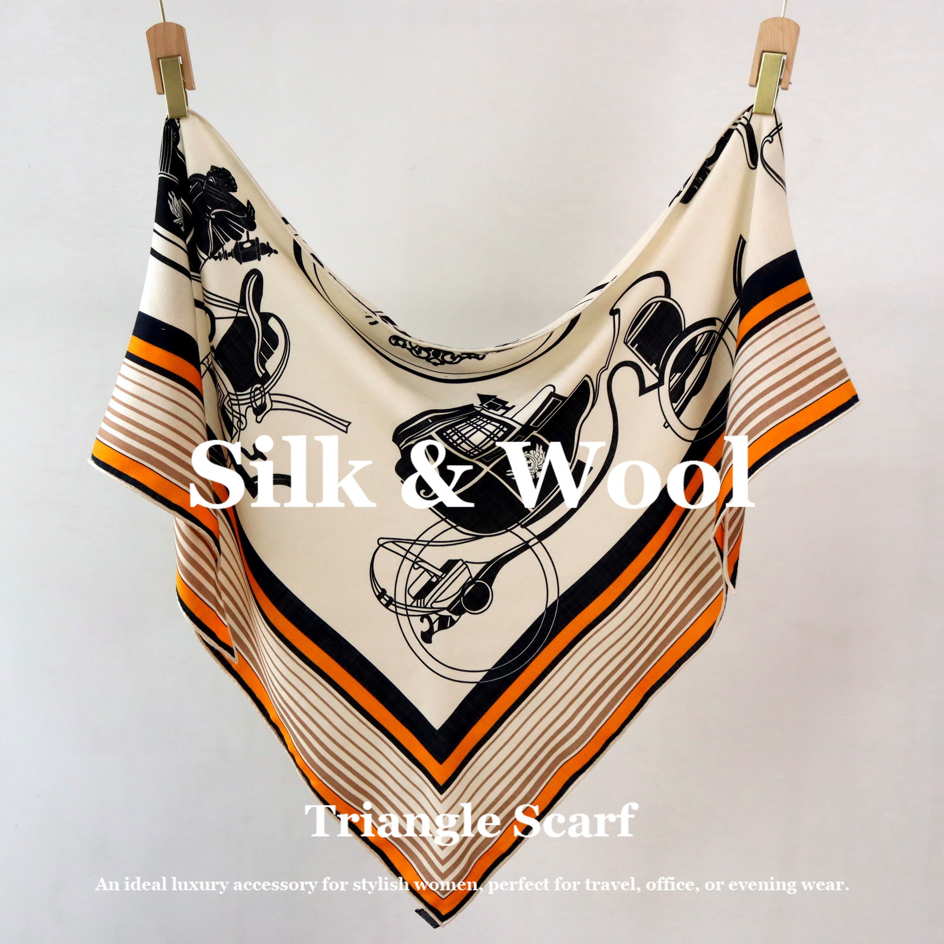 Vintage Equestrian Print Silk  - Pashmina Wrap Large 리뷰 및 가격