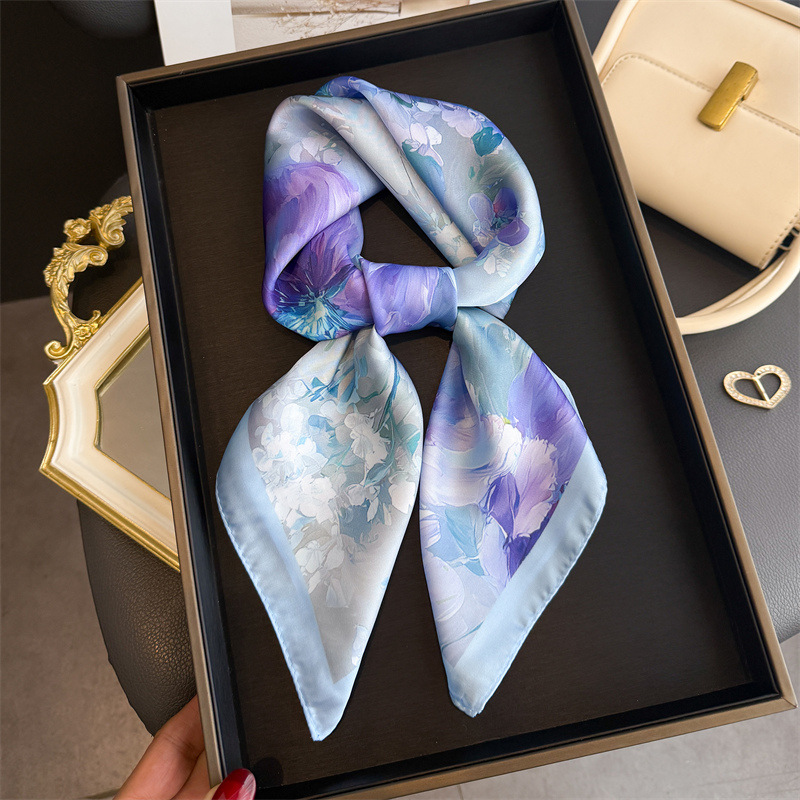 2026 New Floral Print Silk Squ - Scarf Silk Square 리뷰 및 가격