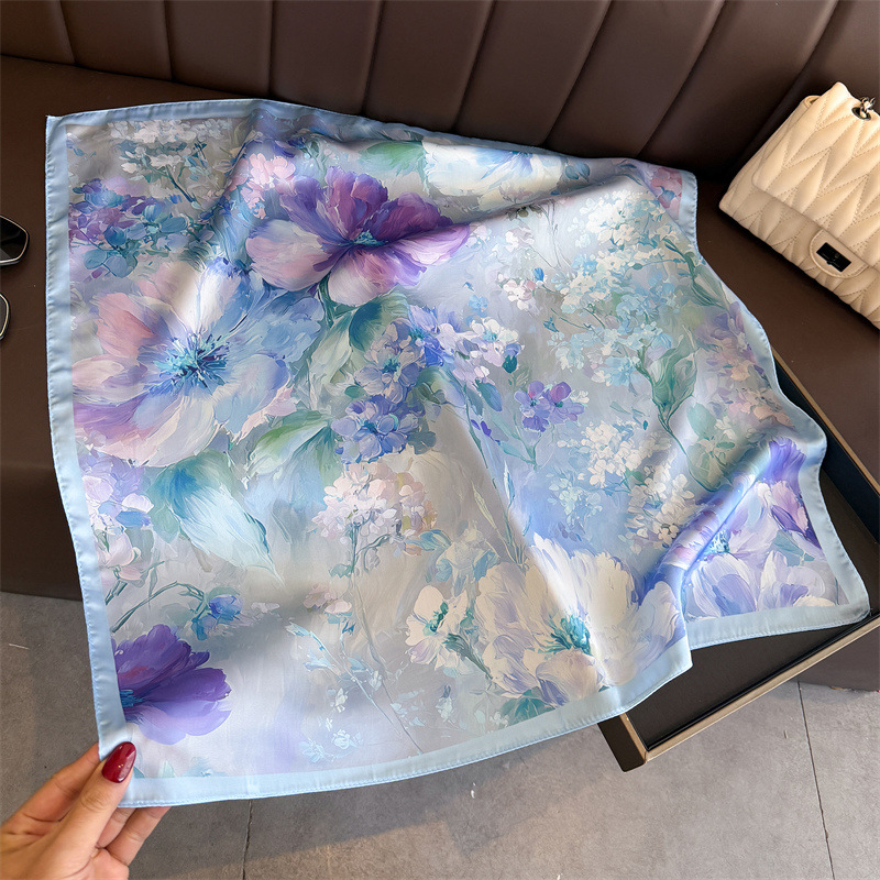 2026 New Floral Print Silk Squ - Scarf Silk Square 리뷰 및 가격