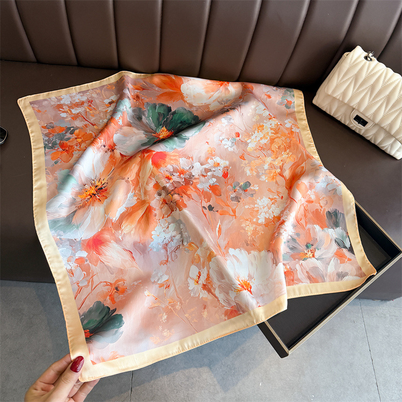 2026 New Floral Print Silk Squ - Scarf Silk Square 리뷰 및 가격