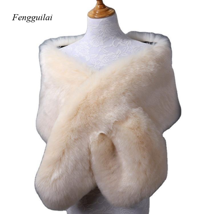 Women's White Faux Fur Shawl B - Stole Wedding Shawl 리뷰 및 가격