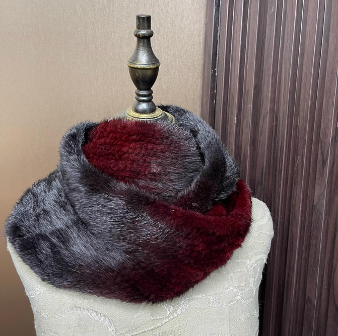 Ombre Color Genuine Mink Fur S - Infinity Scarf Knit 리뷰 및 가격