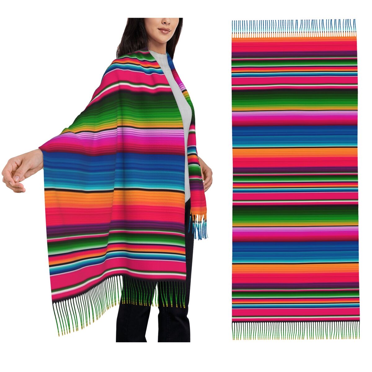 Mexican Blanket Striped Fiesta - Woven Scarf Blanket 리뷰 및 가격