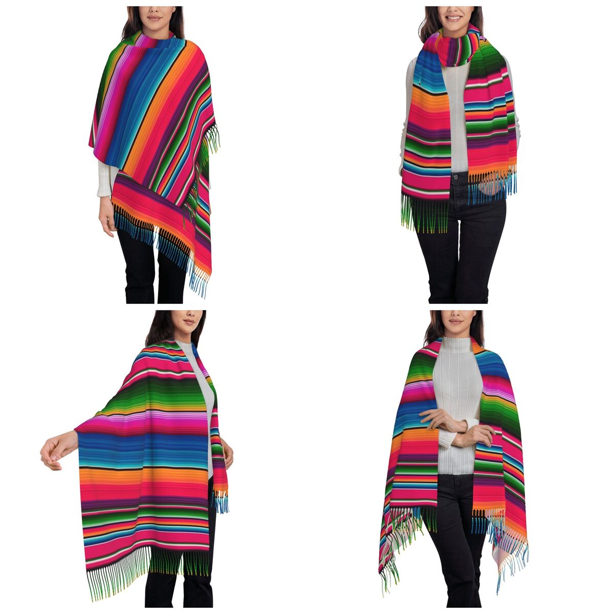 Mexican Blanket Striped Fiesta - Woven Scarf Blanket 리뷰 및 가격