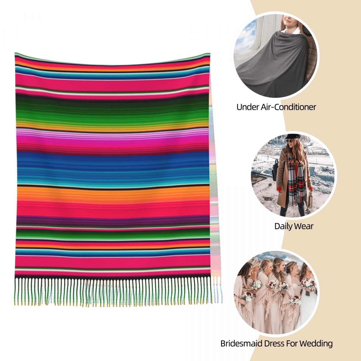 Mexican Blanket Striped Fiesta - Woven Scarf Blanket 리뷰 및 가격