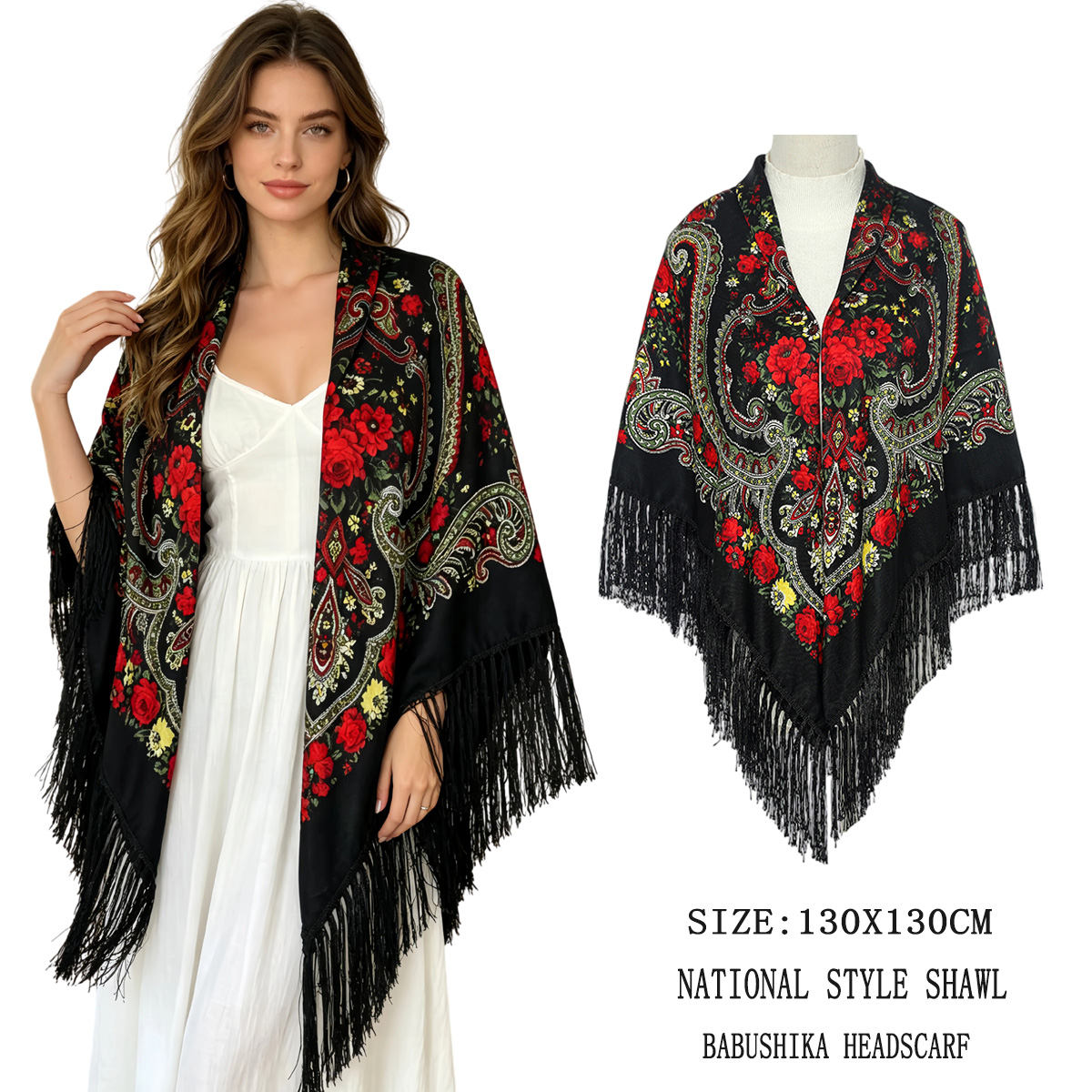 130cm New Russian Square Scarf - Woven Scarf Blanket 리뷰 및 가격