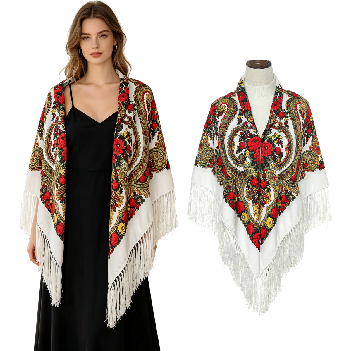 130cm New Russian Square Scarf - Woven Scarf Blanket 리뷰 및 가격