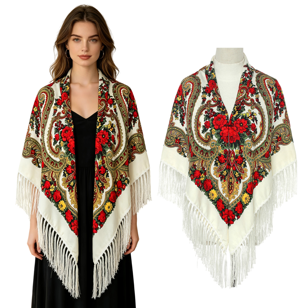 130cm New Russian Square Scarf - Woven Scarf Blanket 리뷰 및 가격