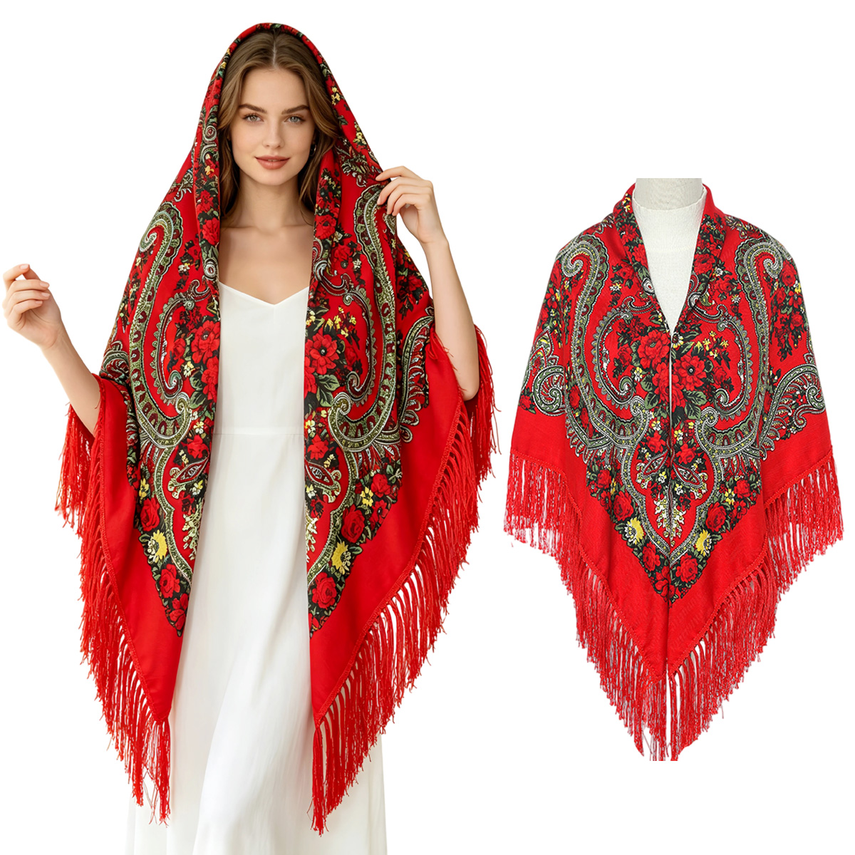 130cm New Russian Square Scarf - Woven Scarf Blanket 리뷰 및 가격