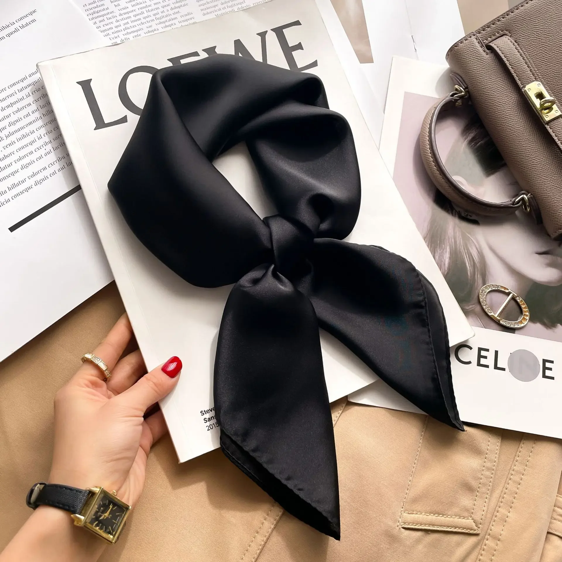 70cm Solid Colors Neckerchief  - Scarf Silk Square 리뷰 및 가격