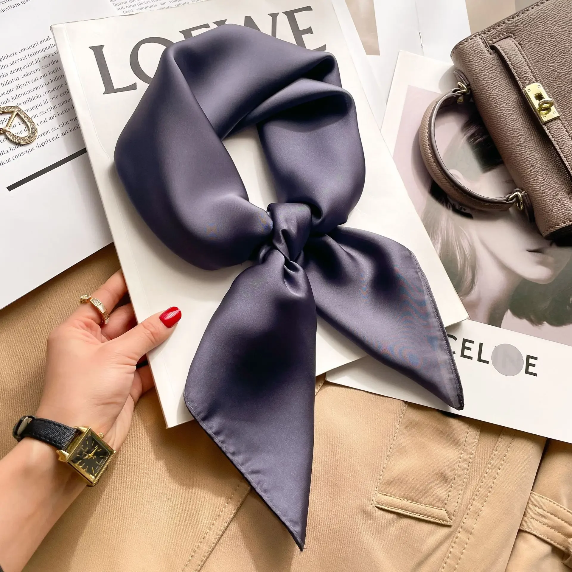 70cm Solid Colors Neckerchief  - Scarf Silk Square 리뷰 및 가격