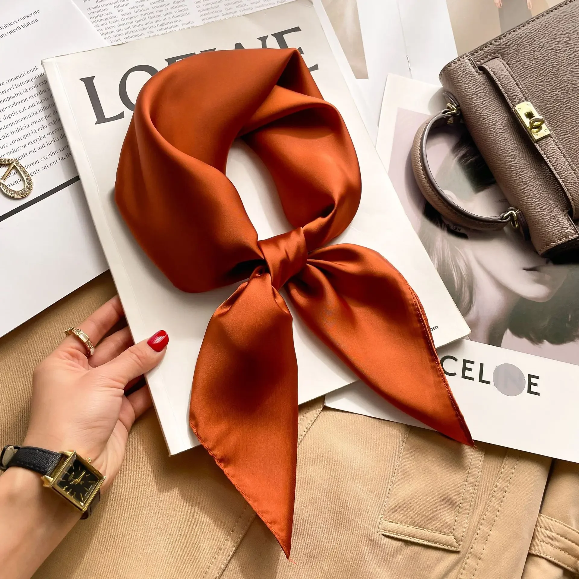 70cm Solid Colors Neckerchief  - Scarf Silk Square 리뷰 및 가격