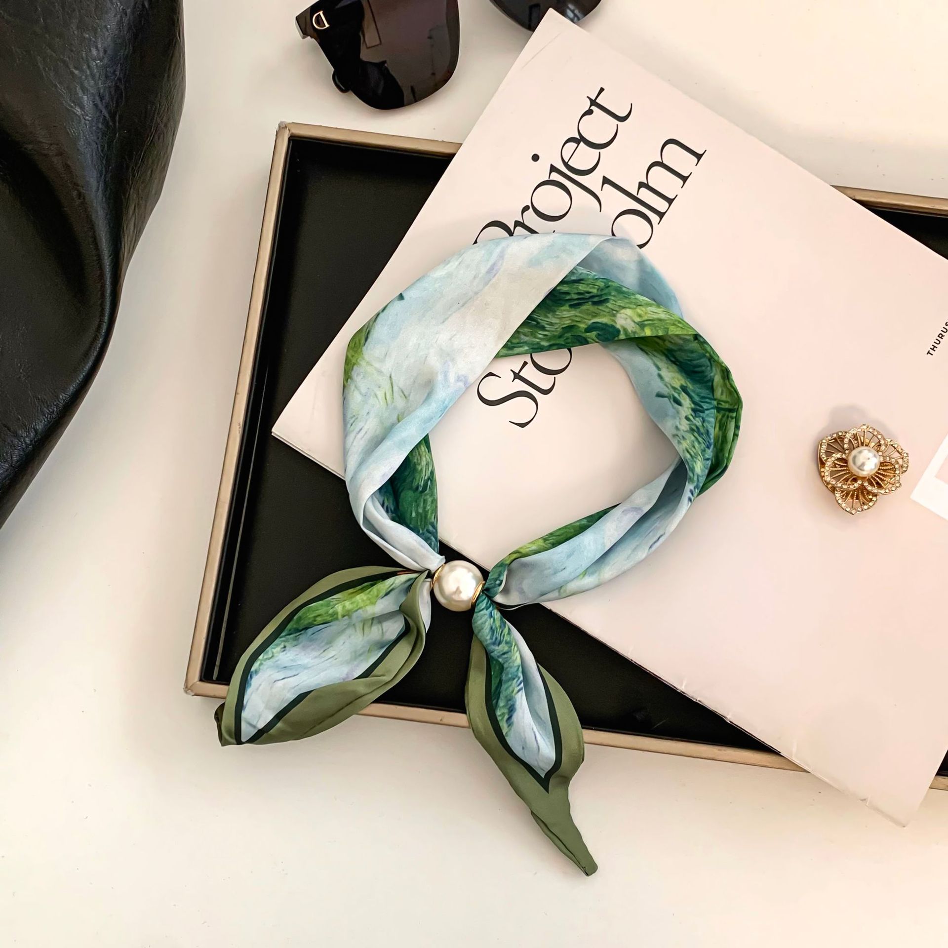 Cashew Flower Silk Scarf Effor - Ascot Neck Scarf 리뷰 및 가격