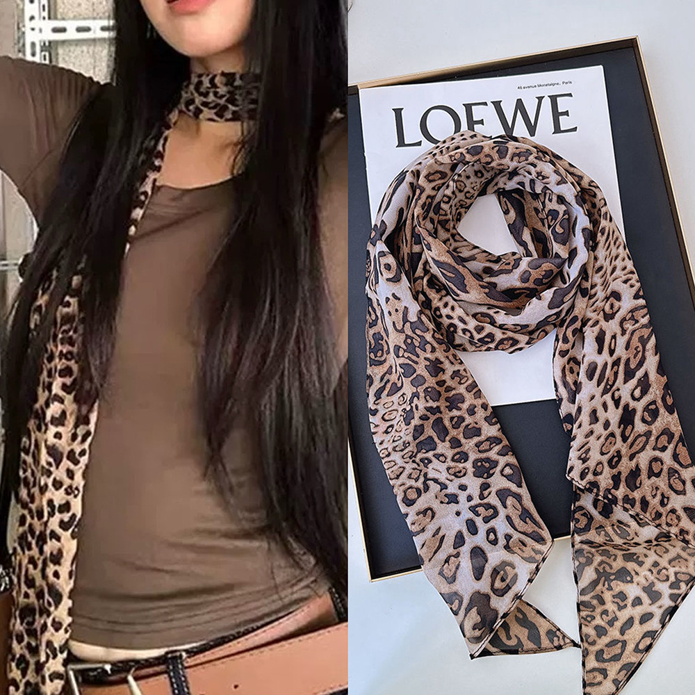 Leopard Small Long Silk Scarf  - Silk Tie Striped 리뷰 및 가격