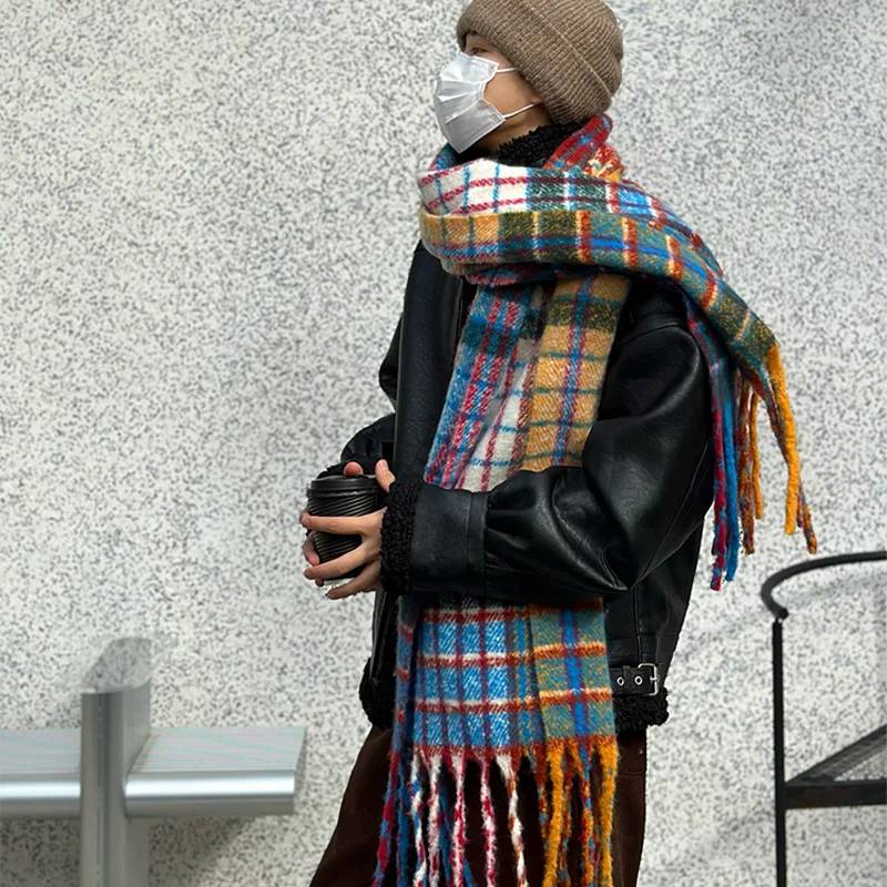 Vintage Colorful Plaid Cashmer - Muffler Men Wool 리뷰 및 가격