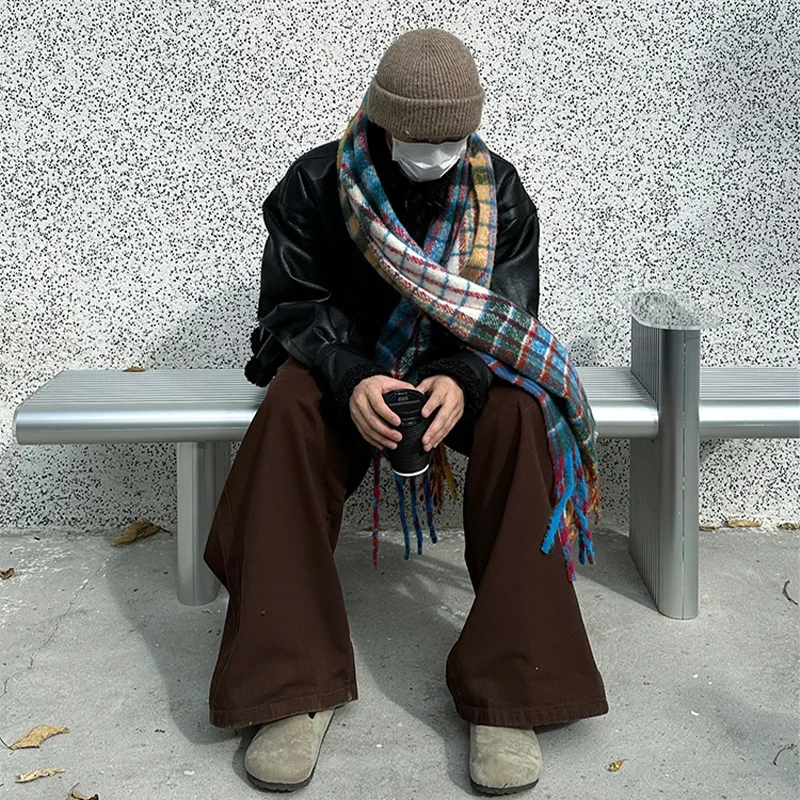 Vintage Colorful Plaid Cashmer - Muffler Men Wool 리뷰 및 가격