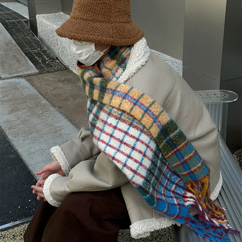 Vintage Colorful Plaid Cashmer - Muffler Men Wool 리뷰 및 가격