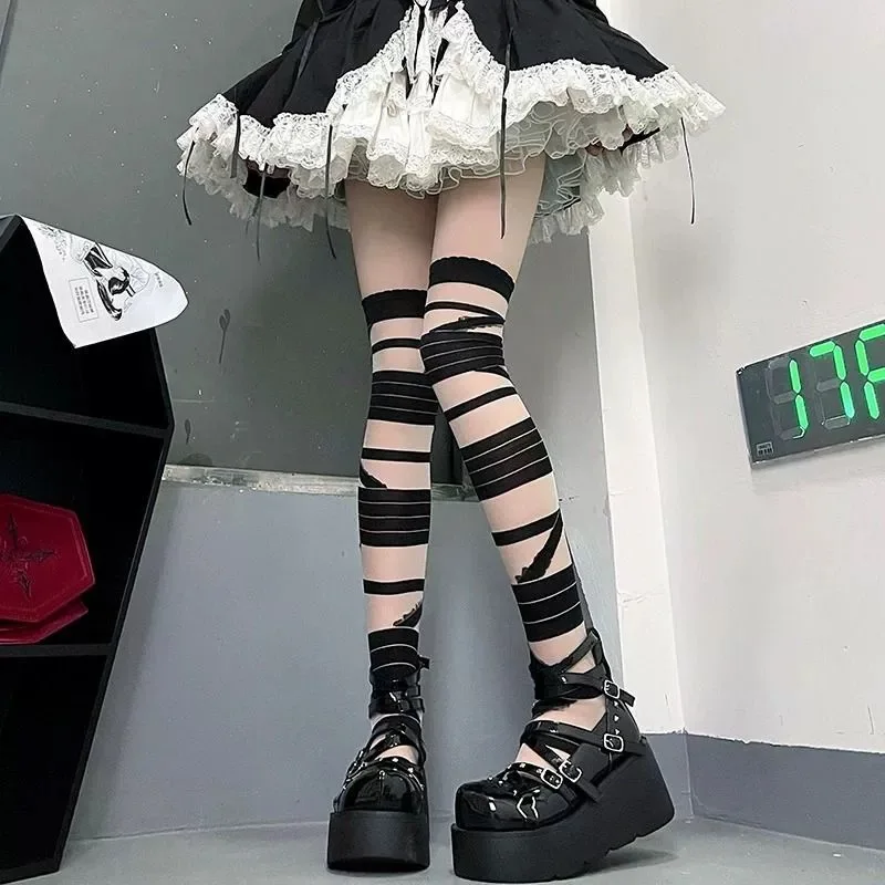 1/2pairs Lolita Cross Tie Tigh - Silk Tie Striped 리뷰 및 가격