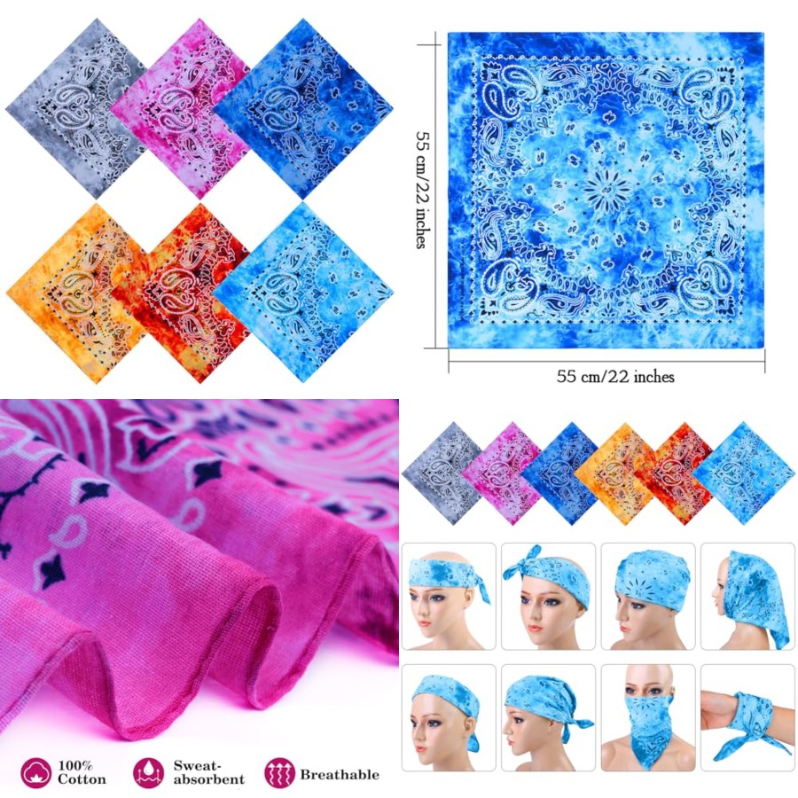 URATOT 6 Pack Tie Dye Bandana  - Handkerchief Cotton Men 리뷰 및 가격