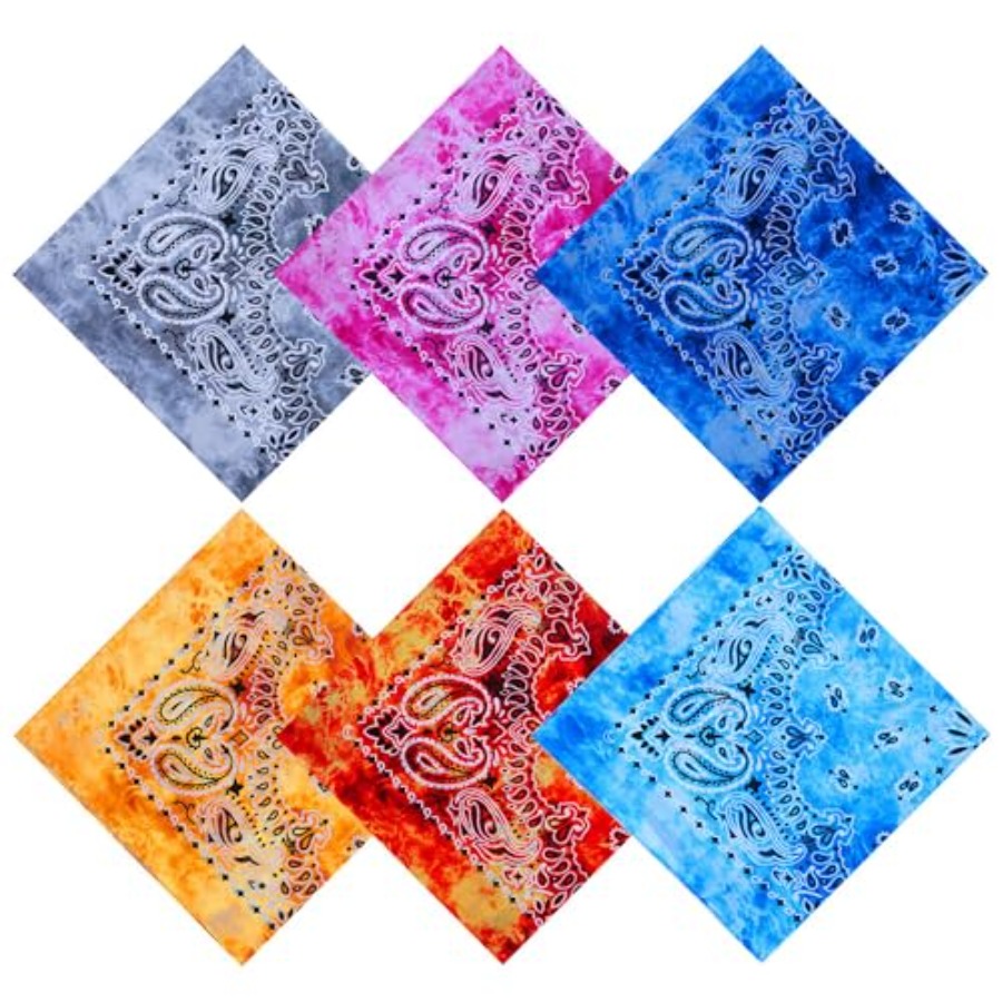 URATOT 6 Pack Tie Dye Bandana  - Handkerchief Cotton Men 리뷰 및 가격