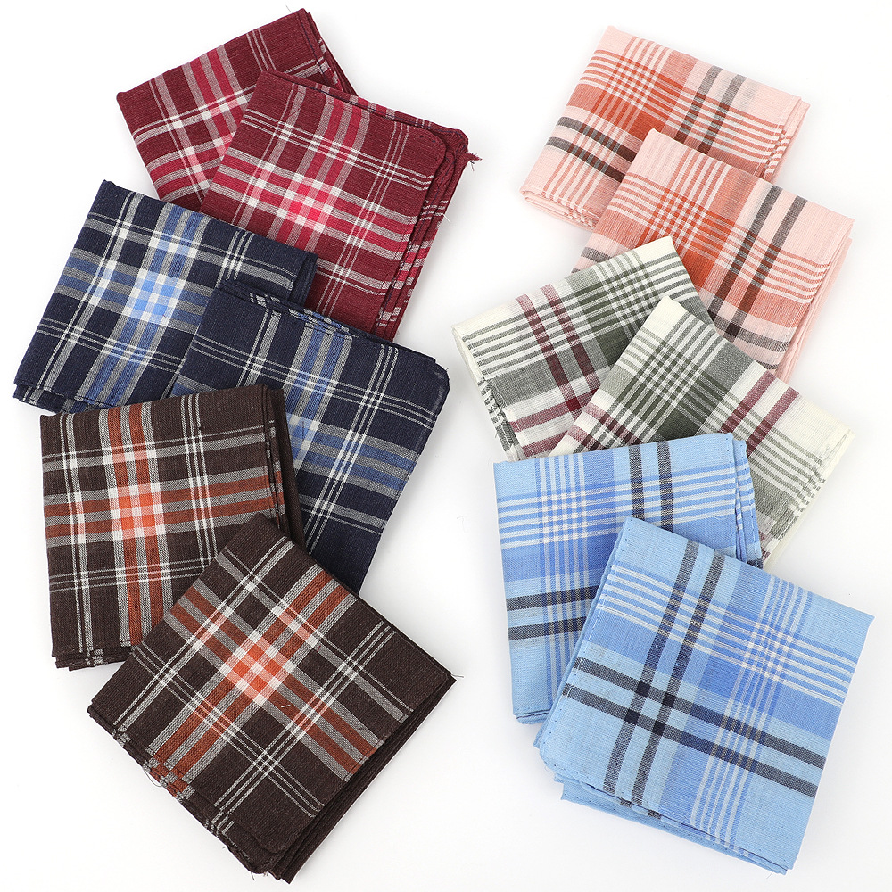 6pcs Men's Mixed Color Plaid S - Handkerchief Cotton Men 리뷰 및 가격