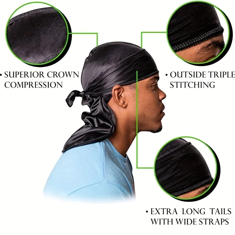 Men's Silk Durag Bonnet Bandan - Bandana Doo Rag 리뷰 및 가격