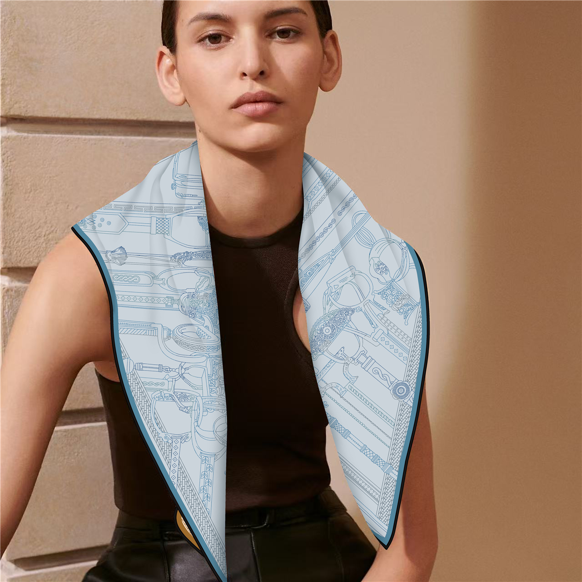 Two Sided Print Twill Scarf Wo - Silk Neck Scarf 리뷰 및 가격