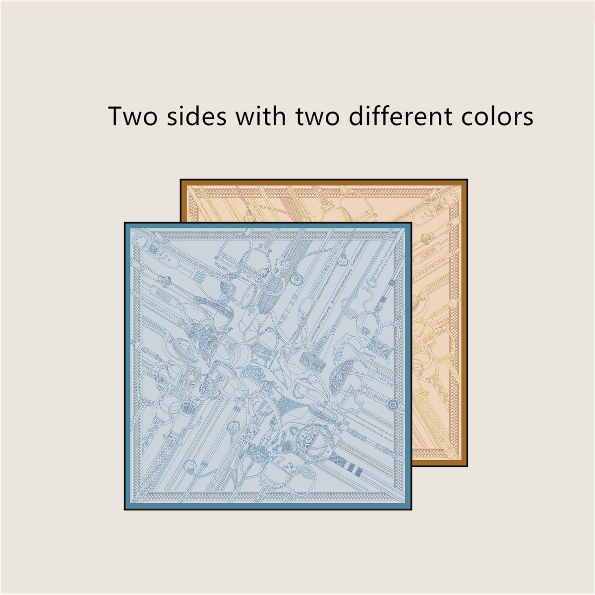 Two Sided Print Twill Scarf Wo - Silk Neck Scarf 리뷰 및 가격