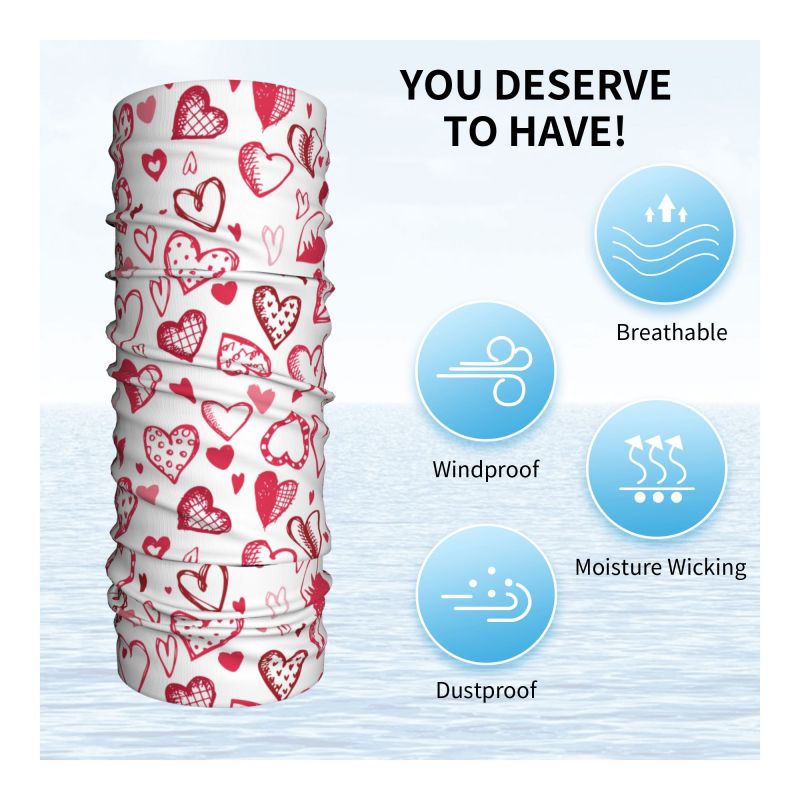 Pink Red Love Hearts Bandana N - Neck Warmer Tube 리뷰 및 가격