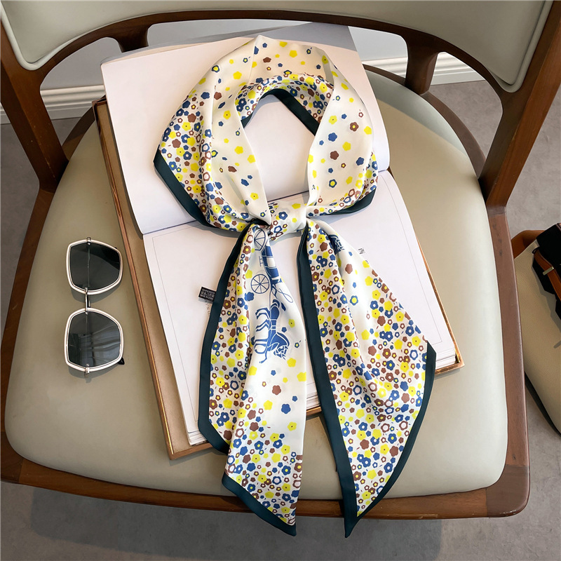 Fashion Print Long Silk Scarf  - Ascot Neck Scarf 리뷰 및 가격