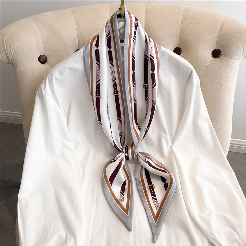 Fashion Print Long Silk Scarf  - Ascot Neck Scarf 리뷰 및 가격