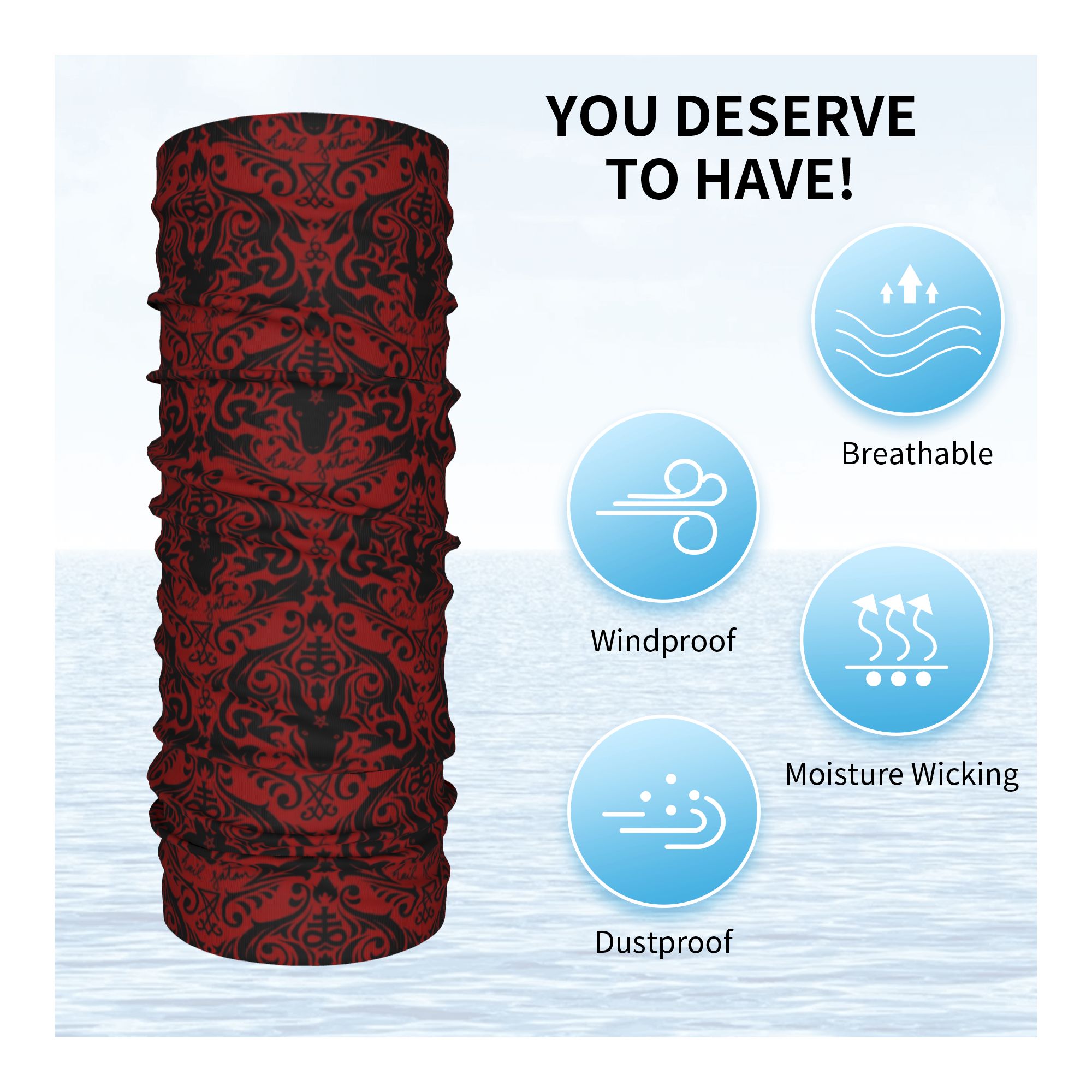 Baphomet Damask Hail Satan Bla - Neck Warmer Tube 리뷰 및 가격
